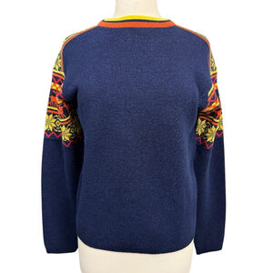 Vintage White Stag Reindeer Fair Isle Sweater Navy 80s Women’s Small